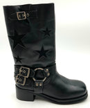 DINGO Black Lea Tooled Inlay Round Toe Pull On Motorcycle Boots 9.5