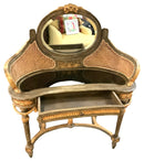 Gilt Wood Cane Vanity with Mirror