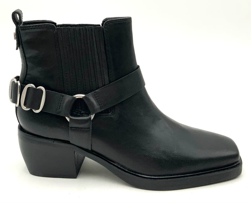 SAM EDELMAN Black Lea Moto Harness Ankle Boots 7.5