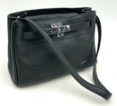 RABEANCO Black Italian Grained Leather Saoirse Structural Belt Tote Shoulder Bag