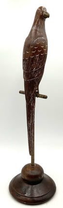 Vintage Sarreid Carved Wood Parrot on Brass Stand