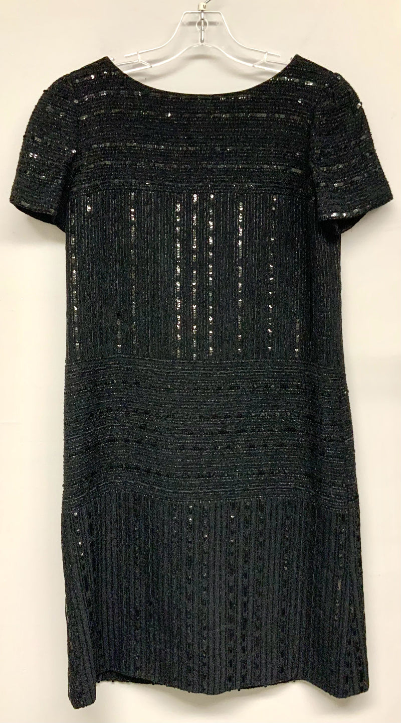 CHANEL IDENTIFICATION Black Metallic/Sequin Stripe S/S Dress