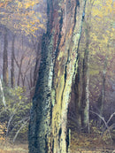 Vintage Oil on Canvas of Fall Trees in Wood Frame