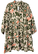 MAEVE Pink/Olive/Coral 1/2 B/D Puff Sleeve Dress