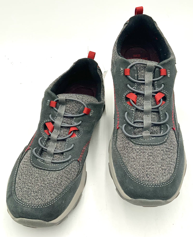 EARTH Charcoal Suede Mesh Red Stitch Sneakers 11