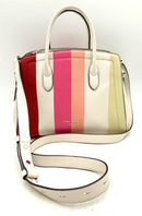 KATE SPADE White Colorblock Striped Leather Top Handle Satchel