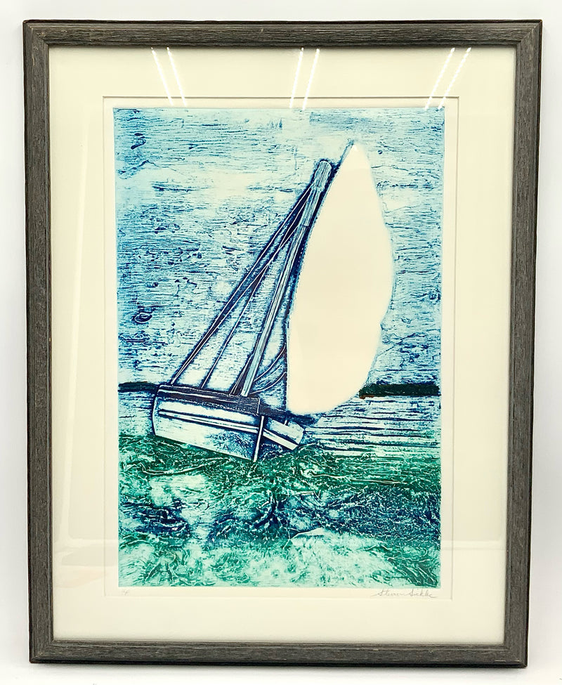 Vintage 1970's Engraving of Sailboat