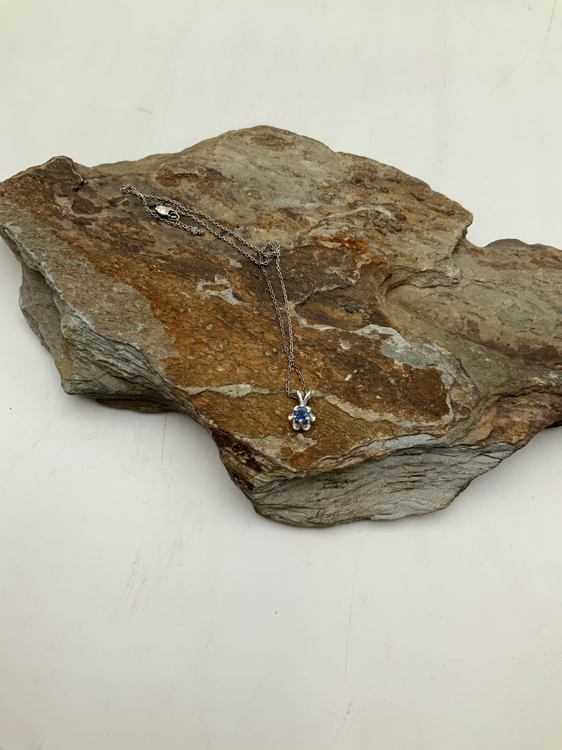 14kt Gold, Sterling & Ceylon Sapphire Necklace