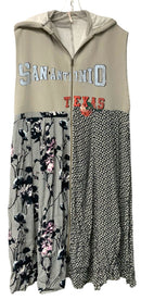 FREE PEOPLE Grey San Antonio S/L Hoodie w/ Floral Bottom Zip Dress