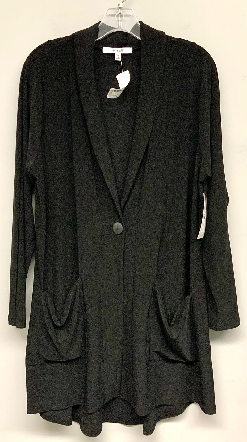 SYMPLI Black Jersey Single Button Shawl Collar Cardigan