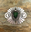 MEXICO STERLING & Green Onyx Brooch