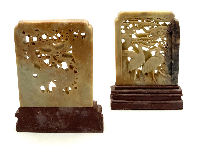 Pair of Antique Chinese Soapstone Bookends