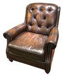 Haverty's Leather Tufted Club Chair With Ottoman