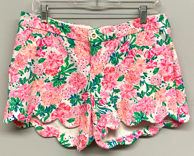 LILLY PULITZER Pink Green Floral Buttercup Stretch Shorts