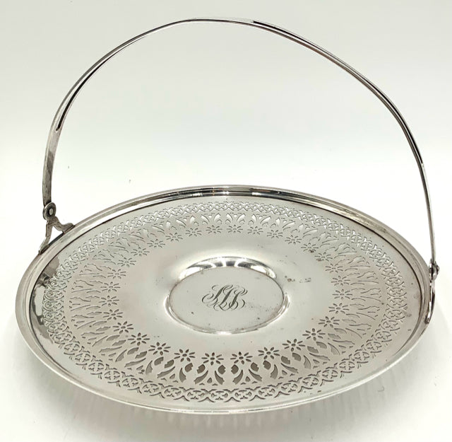 Monogrammed Sterling Silver Basket with Reticulated Edge