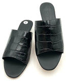 J CREW Black Croc Emboss Lea Kitten Heel Mules 8
