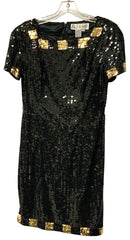 A.J. BARI Vintage  Black/Gold Sequin S/S Dress