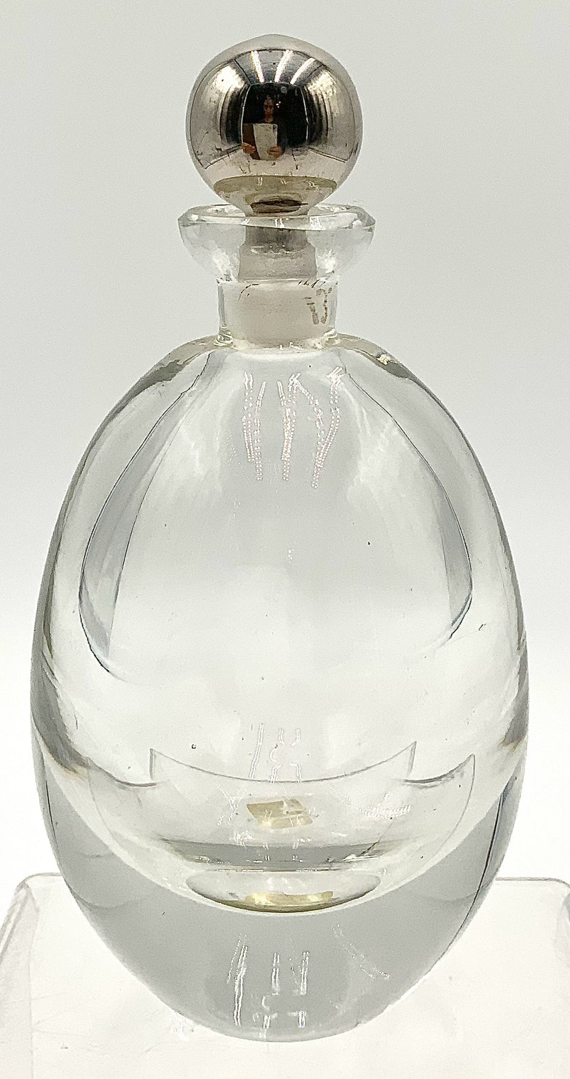 Vintage Crystal Perfume Bottle with Silver Top