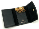 LEONE Vintage Black Genuine Ostrich Key Wallet