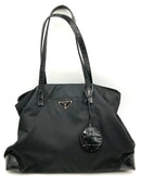 PRADA Vintage Black Tessuto Nylon Embossed Leather Trim Tote AS IS