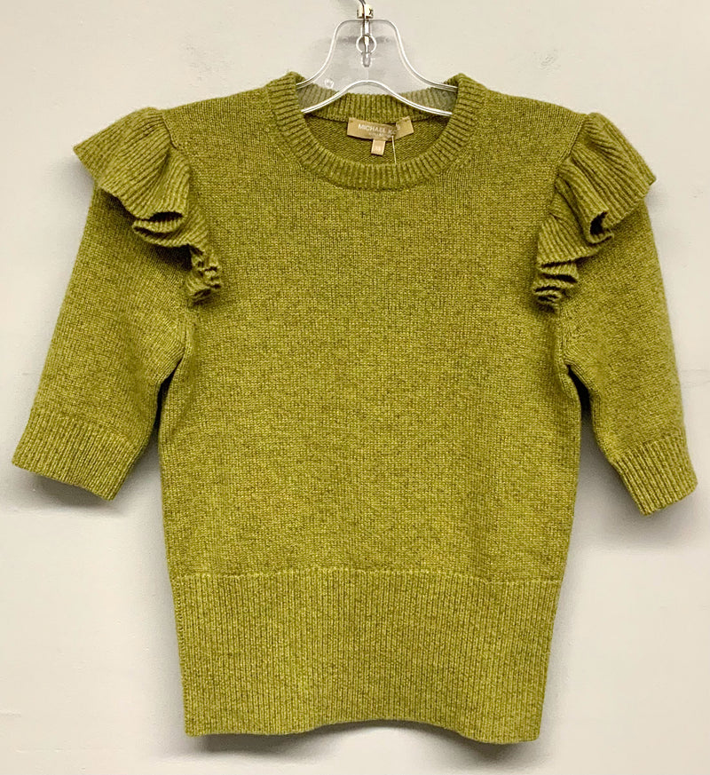 MICHAEL KORS Coll. Green Ruffle Slv S/S Sweater