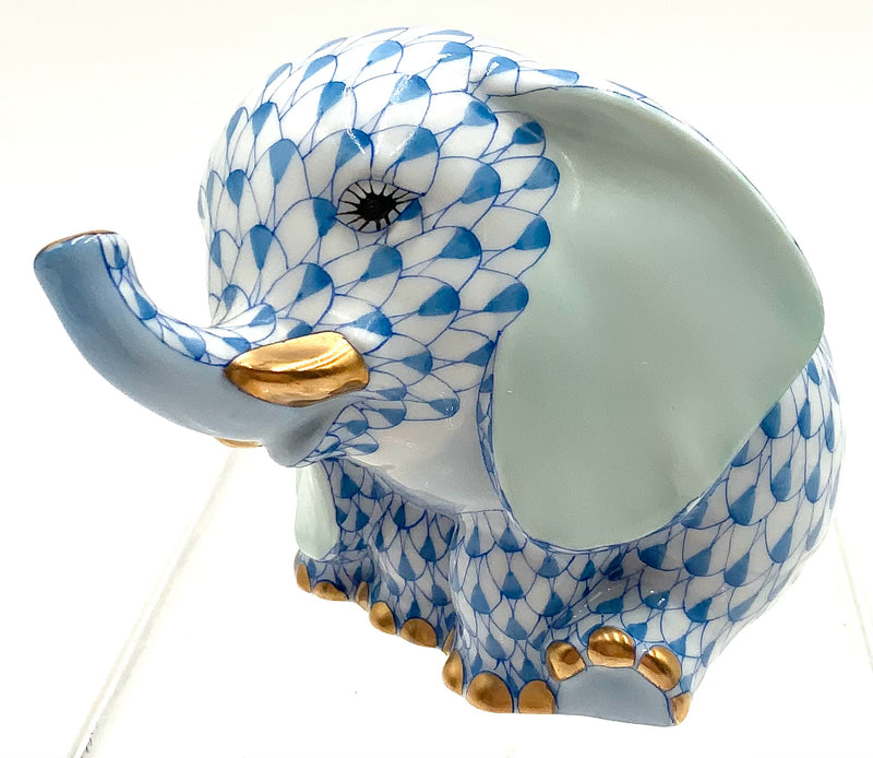 Herend Blue Fishnet Baby Elephant