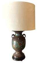 Japanese Champleve Urn Lamp With Drum Shade