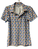 SMITH & QUINN Blue/White/Multi Geo Pattern S/S Polo & Pleated Skort 2 PC