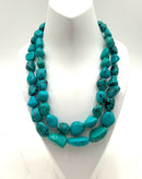 SALLY C. TREASURES Sterling & Turquoise 2-Strand Beaded Necklace