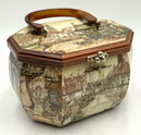 ANTON PIECK Vintage Decoupage Dutch Town Scene Octagonal Wood Lucite Handle Bag