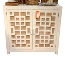 White Painted Cabinet With Rattan Inserts
