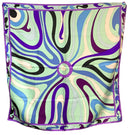 EMILIO PUCCI Vintage Mint Purple Blue Black Black Patterned Silk Scarf