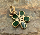 14kt Gold & Jade Flower Pendant