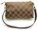 SALVATORE FERRAGAMO Brown Leather Khaki Gancini Jacquard Logo Mini Pochette Bag