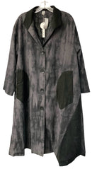 SIMPLY VANITE Charcoal Patterned Black Corduroy Long Jacket