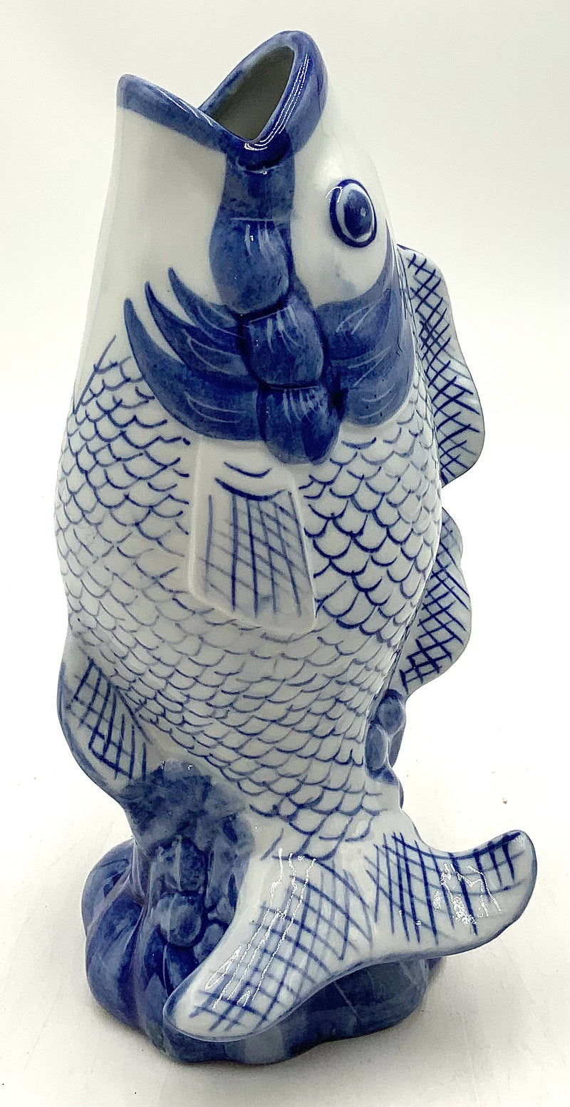 Blue & White Ceramic Gurgle Fish Vase
