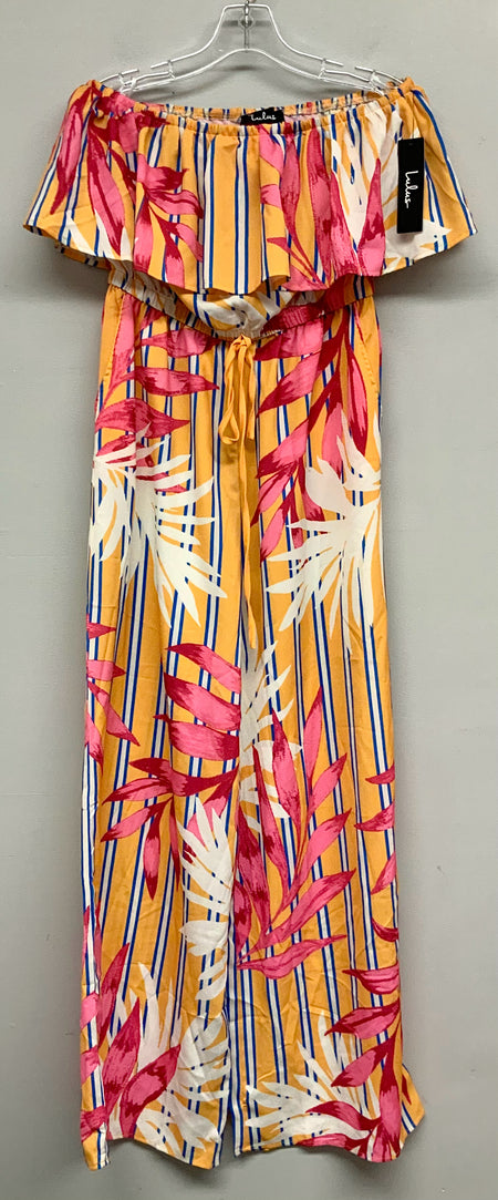 LULU'S Orange/Pink/Multi Topical Off Shldr Jumpsuit