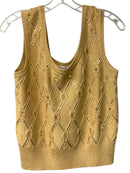 ST JOHN Evening Gold Knit Gold Embellished S/L Top