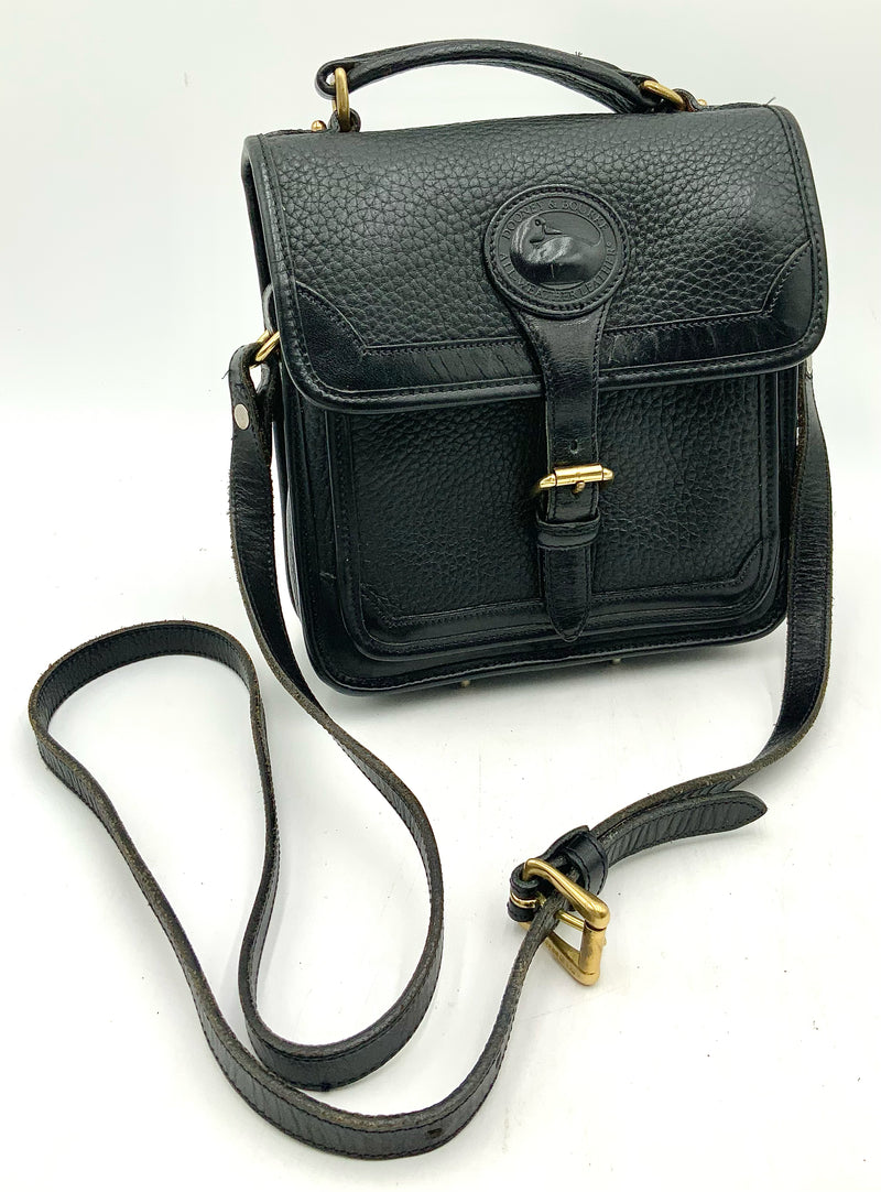 Dooney & Bourke Vintage Black Pebbled Leather All Weather Carrier Crossbody