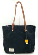 R.RIVETER Black Canvas Brown Leather Strap Tote Bag