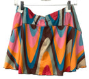 SOFIBELLA Orange S/L Top & Teal/Orange/Pink Abstract Athletic Skirt 2 PC