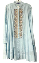 RO'S GARDEN Blue w/Multi Floral Embroid S/L B/D Shirt Dress