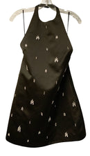 A.L.C. Black Satin Crystal Embellished Sophia Halter Mini Dress