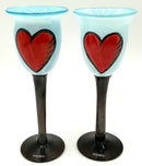 Pair of Kosta Boda Signed Goblets with Heart Motif