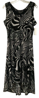 KAREN KANE Black w/Black & White Zebra Stripe Mesh Overlay S/L Dress
