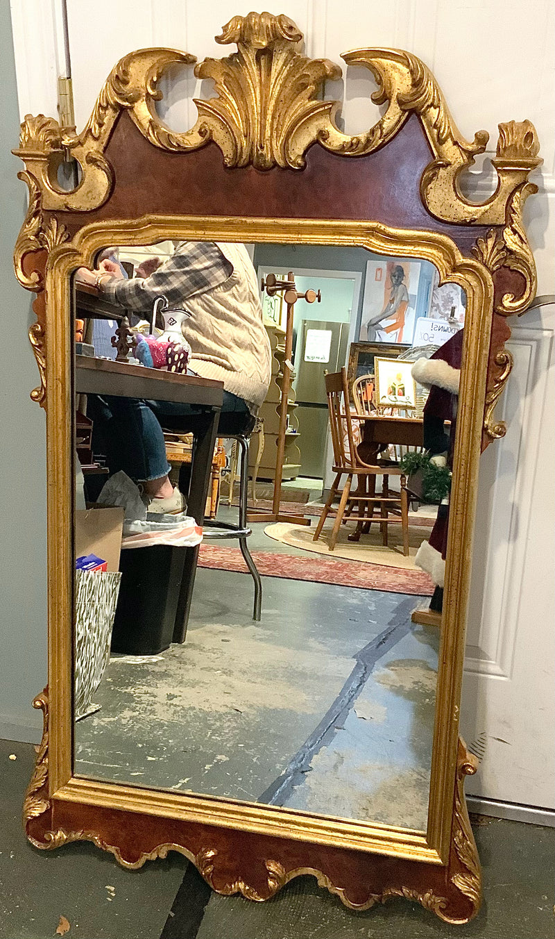 La Barge Wood Mirror with Gold Accents