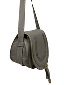 CHLOE Grey Grained Leather Marcie Crossbody Bag