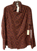 CRAIG TAYLOR Burgundy Red Orange Floral Medallion L/S B/D Top