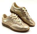 SAM EDELMAN Gold Shimmer Leather Kallen Sneakers 7