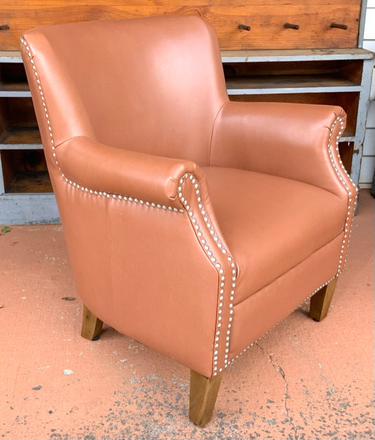 Frontgate Faux Leather Club Chair with Nailhead Trim